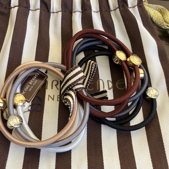 Henri Bendel 10 Piece Hair Ties Set Grey Multi Color Bundle NWT - Picture 3 of 5